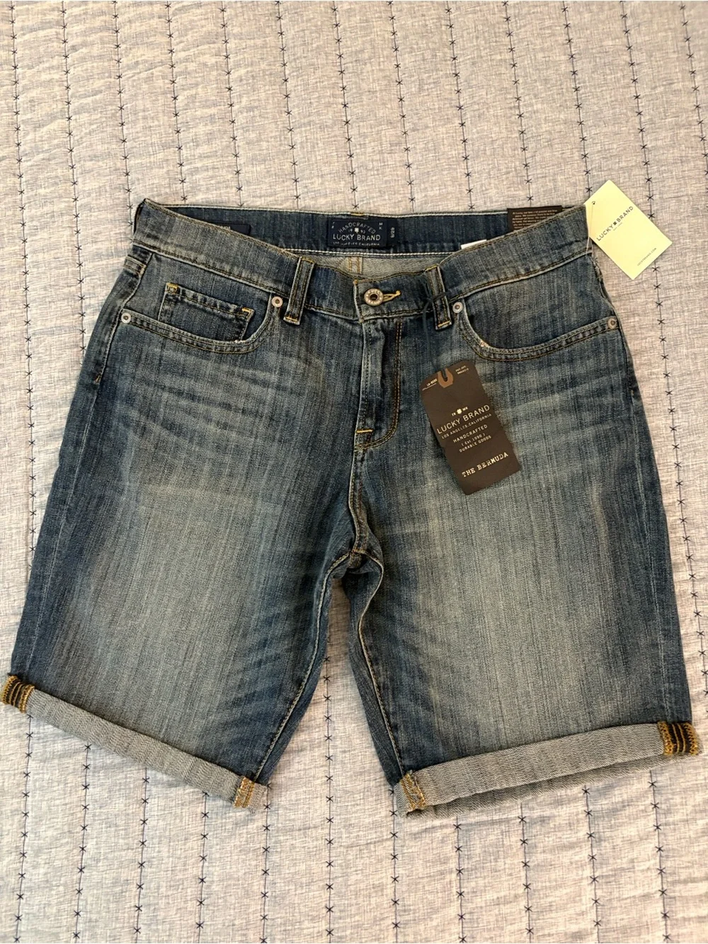 Lucky Brand Men's-Style Boyfriend Denim Shorts in Medium Blue Wash